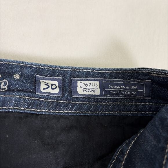 Miss Me Jeans Womens 30 X 31 Blue Mid Rise Skinny Flap Pockets Bling Sequins - Picture 4 of 11